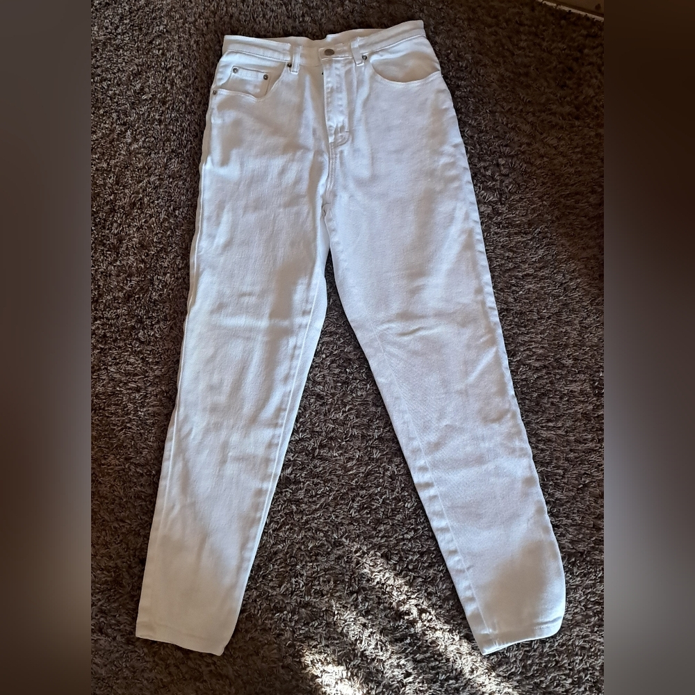 Rare Vtg 90's White Jordache Hi Waist Jeans W/ Peg/Tapered  Leg Size 8/10